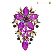 CRYSTAL RHINESTONE FLORAL BROOCH PIN